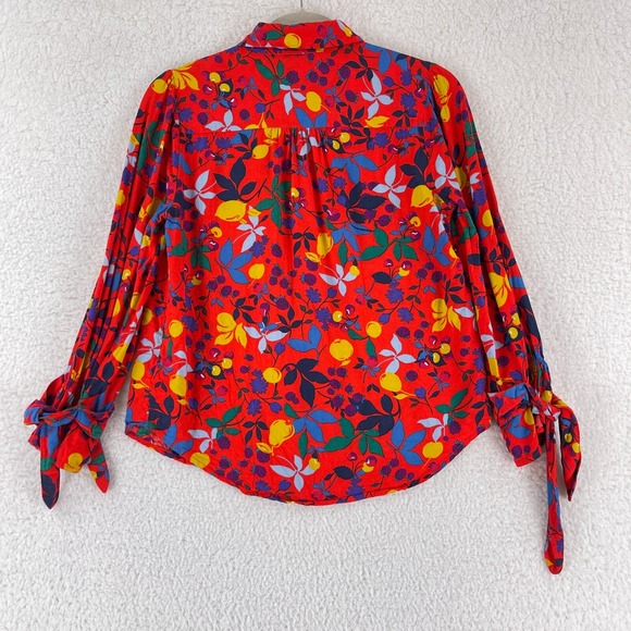 Maeve Blithe Button-Up Fruit Novelty Shirt Womens Size 4 Red Long Sleeve - Picture 13 of 16